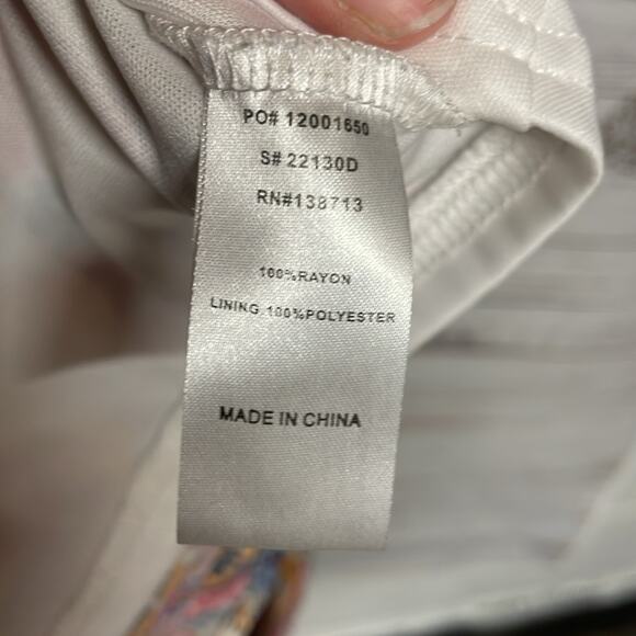 Doe & Rae Swing Dress Small White Pink Blue Sleeveless - Picture 5 of 5